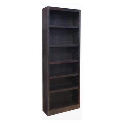 BOWERY HILL Traditional 84" Tall 6-Shelf Wood Bookshelf Bookcase in Espresso