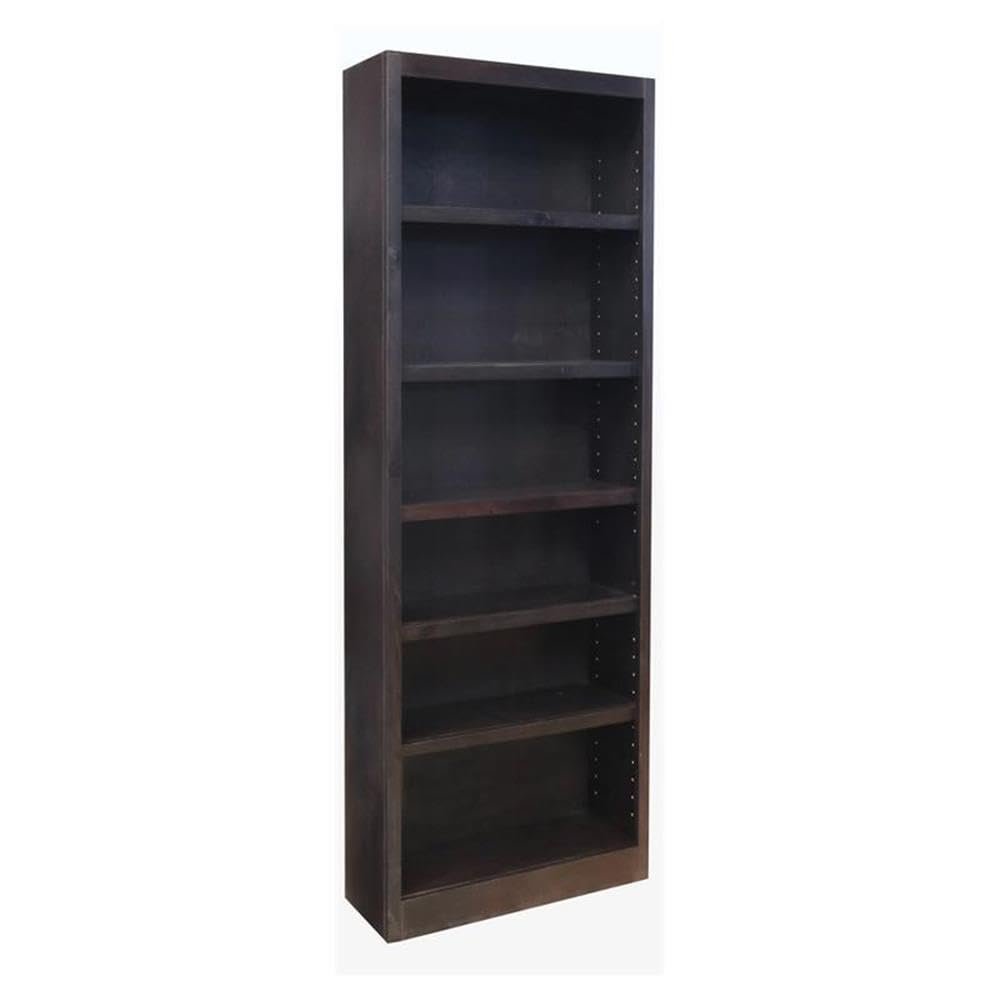 BOWERY HILL Traditional 84" Tall 6-Shelf Wood Bookshelf Bookcase in Espresso