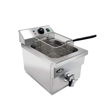 KWS DY-11 Commercial Electric 1750W Deep Fryer 11.4L Stainless Steel with Faucet Drain Valve System for Commercial and Home User (DY-11 | 11.4L | 1750W)