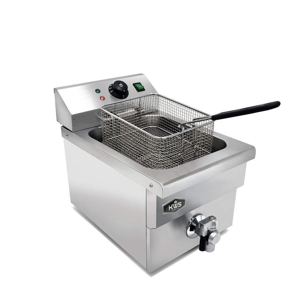 KWS DY-11 Commercial Electric 1750W Deep Fryer 11.4L Stainless Steel with Faucet Drain Valve System for Commercial and Home User (DY-11 | 11.4L | 1750W)