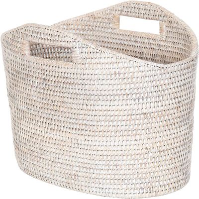 KOUBOO La Jolla Oval Magazine Rack, White-Wash
