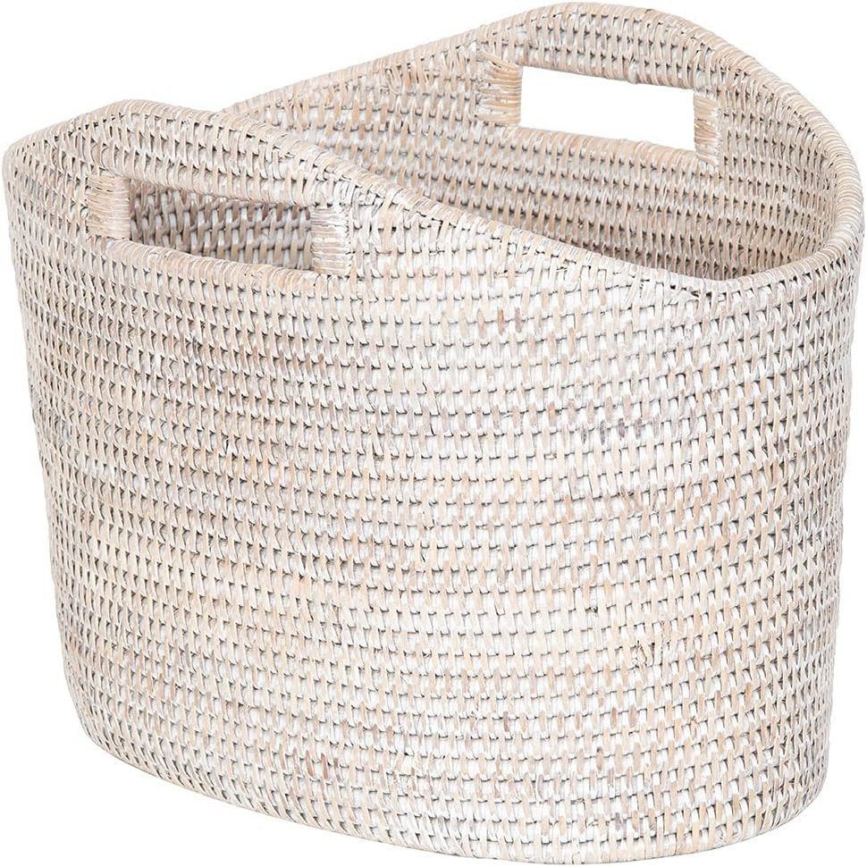 KOUBOO La Jolla Oval Magazine Rack, White-Wash