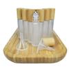 18 pcs Empty Bamboo 10ml Glass Frosted Roller Bottles for Essential Oil, 0.33OZ Essential Oil Roller Bottles with bamboo lid and with Stainless Steel Roller Ball view 1