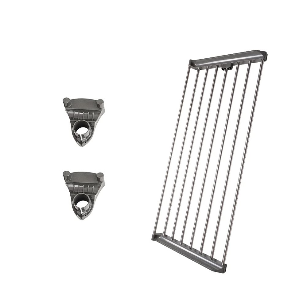 BAOYOUNI 1pc Large Shelf Clothing Storage Organizer with Mounting Brackets DIY Parts for 29.4mm Diameter Steel Pipe Garment Rack, No Drilling - Grey