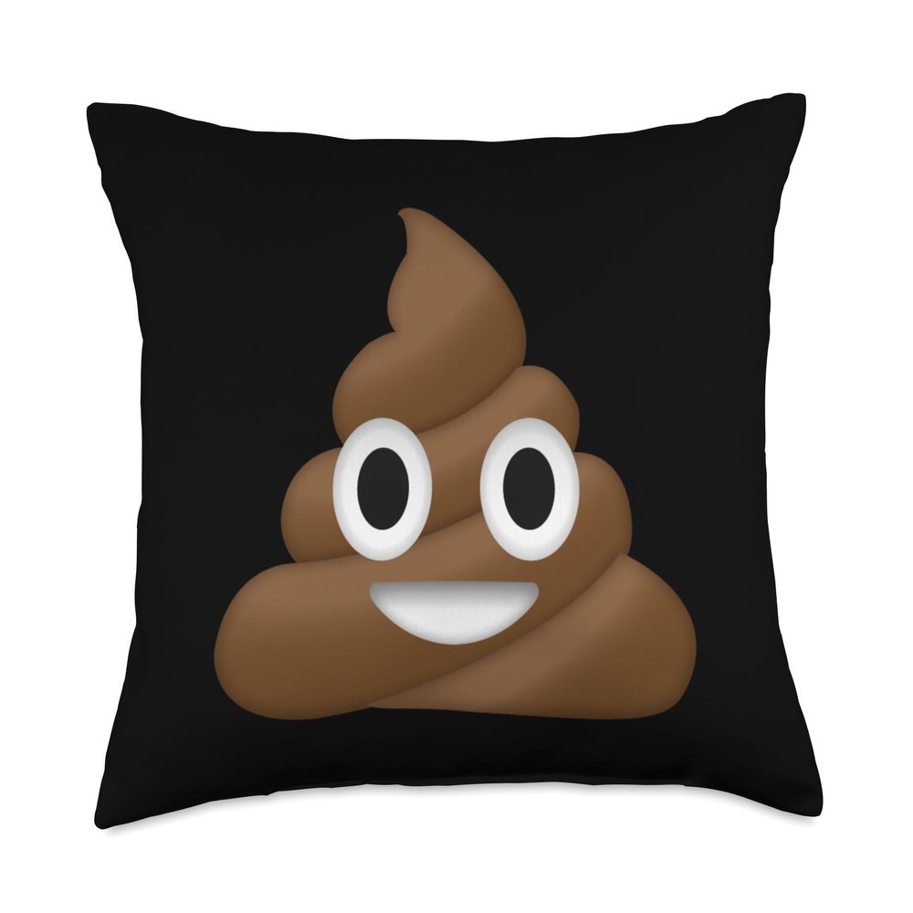 Poop Pile Smiling Happy Poop Pile Swirl of Poop Cute Funny Throw Pillow