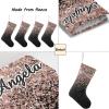 CUXWEOT Personalized Pink Rose Gold Sparkle Bling Print Christmas Stockings Customize Name Candy Bag for Family Holiday Party Decorations Gift 17.52 x 7.87 Inch view 4