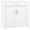 Crosley Furniture Savannah Storage Cabinet and Bathroom Organizer with a Drawer and Shelves, White view 1