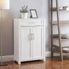 Crosley Furniture Savannah Storage Cabinet and Bathroom Organizer with a Drawer and Shelves, White view 2