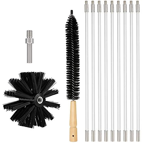 Jxjamp Dryer Vent Cleaner Kit 12 Feet, Flexible 9 Rods Dry Duct Cleaning Kit Chimney Brush with Dryer Lint Brush