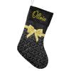 CUXWEOT Personalized Black Swirls Gold Print Bow Christmas Stockings Customize Name Candy Bag for Family Holiday Party Decorations Gift 17.52 x 7.87 Inch view 1