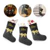 CUXWEOT Personalized Black Swirls Gold Print Bow Christmas Stockings Customize Name Candy Bag for Family Holiday Party Decorations Gift 17.52 x 7.87 Inch view 3