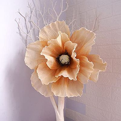 Artificial and Dried Flower Simulation Poppy Linen Flower Head for Wedding Background Decoration Road Lead Shopping Mall Window Display Fake Poppies Flowers - ( Color: Light Orange; Size: 40cm )