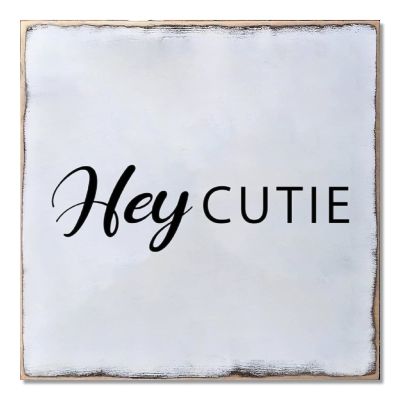 Aihesui Wood Sign Hanging Wall Decoration Farmhouse Hey Cutie Wall Art for Living Room Kitchen Batheroom Bedroom Office School 7x7inch