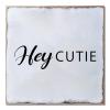 Aihesui Wood Sign Hanging Wall Decoration Farmhouse Hey Cutie Wall Art for Living Room Kitchen Batheroom Bedroom Office School 7x7inch view 1