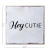 Aihesui Wood Sign Hanging Wall Decoration Farmhouse Hey Cutie Wall Art for Living Room Kitchen Batheroom Bedroom Office School 7x7inch view 2