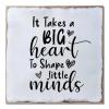 Aihesui Wood Sign Hanging Wall Decoration Farmhouse It Takes a Big Heart to Shape Little Minds Wall Art for Living Room Kitchen Batheroom Bedroom Office School 12x12inch view 1