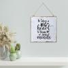 Aihesui Wood Sign Hanging Wall Decoration Farmhouse It Takes a Big Heart to Shape Little Minds Wall Art for Living Room Kitchen Batheroom Bedroom Office School 12x12inch view 3