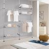 BAOYOUNI Adjustable Tension Pole Floor to Ceiling Mounted DIY Rod, No Drilling, Parts of Garment Rack - Grey view 3