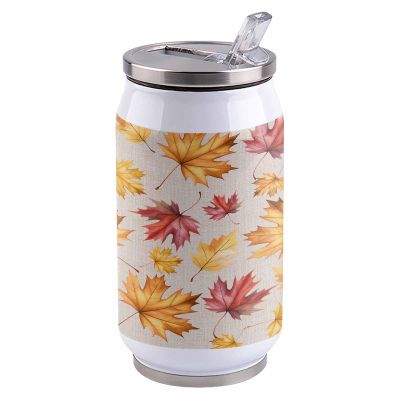 10oz Stainless Steel Tumbler with Lid & Straw-Double Wall Vacuum Insulated Travel Mug,Thanksgiving Fall Vintage Maple Leaves Water Bottle Coffee Beverage Drinks Cup for Adults Kids