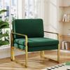 ALISH Accent Chairs, Upholstered Armchair Modern Living Room Chairs Linen Arm Chair Side Sofa Chairs Reading Chairs with Metal Legs for Bedroom, Living Room (Green, Set of 1) view 1