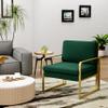 ALISH Accent Chairs, Upholstered Armchair Modern Living Room Chairs Linen Arm Chair Side Sofa Chairs Reading Chairs with Metal Legs for Bedroom, Living Room (Green, Set of 1) view 3