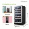 COMFEE' CRW28B7AST Freestanding & Built-in Wine Cooler, 28 Bottle Wine Fridge, Dual Cooling Zone, Digital Control, Glass Door Stainless Steel Frame view 3
