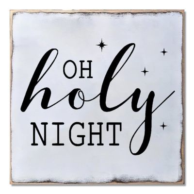 Aihesui Wood Sign Hanging Wall Decoration Farmhouse Oh Holy Night Wall Art for Living Room Kitchen Batheroom Bedroom Office School 7x7inch