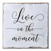 Aihesui Wood Sign Hanging Wall Decoration Farmhouse Live in the Moment Wall Art for Living Room Kitchen Batheroom Bedroom Office School 12x12inch view 1