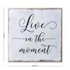 Aihesui Wood Sign Hanging Wall Decoration Farmhouse Live in the Moment Wall Art for Living Room Kitchen Batheroom Bedroom Office School 12x12inch view 2