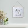 Aihesui Wood Sign Hanging Wall Decoration Farmhouse Live in the Moment Wall Art for Living Room Kitchen Batheroom Bedroom Office School 12x12inch view 3