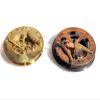 2 Piece Golden Polish & Black Antique Sundial Compass Vintage Brass Antique Nautical 4" Inch Steampunk Retro Sundial Captain Compass Nautical view 2