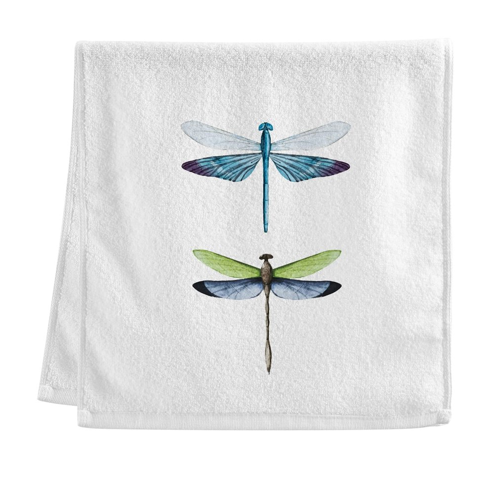 ALAZA Funny Stylish Dragonfly Cotton Hand Towel Set of 2 Hotel Spa Bathroom Towel Highly Absorbent Soft 16" x 30"