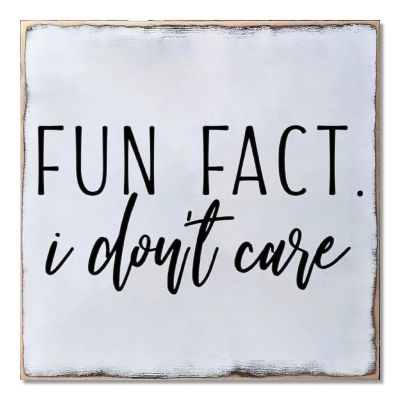Aihesui Wood Sign Hanging Wall Decoration Farmhouse Fun Fact I Don't Care Wall Art for Living Room Kitchen Batheroom Bedroom Office School 7x7inch