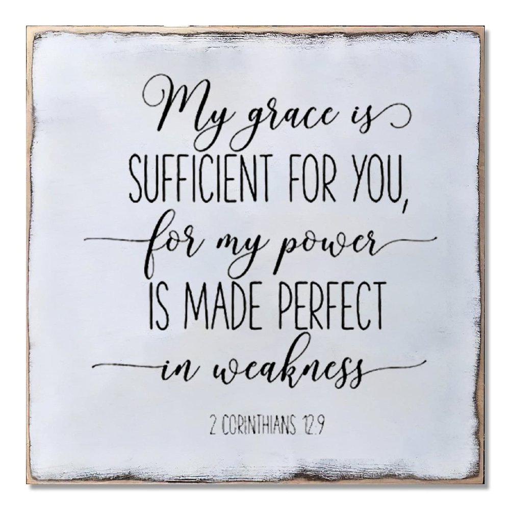 Aihesui Wood Sign Hanging Wall Decoration Farmhouse My Grace is Sufficient for You Wall Art for Living Room Kitchen Batheroom Bedroom Office School 16x16inch