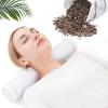 BEAN DELUXE Buckwheat Pillow Adjustable Firm Organic Cotton Bolster Neck Roll Pillow for Pain Pain Relief Sleeping Round Support Cervical Pillows, White 3'' x 16'' view 1