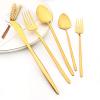 30-piece Snplowum Luxury 18/10 Stainless Steel Silverware Flatware With Flat Handle Cutlery Set Include Knives/Spoons/Forks, Service For 6 (Matte Gold) view 2