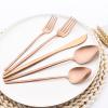30-piece Snplowum Luxury 18/10 Stainless Steel Silverware Flatware With Flat Handle Cutlery Set Include Knives/Spoons/Forks, Service For 6 (Matte Rose Gold) view 2