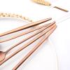 30-piece Snplowum Luxury 18/10 Stainless Steel Silverware Flatware With Flat Handle Cutlery Set Include Knives/Spoons/Forks, Service For 6 (Matte Rose Gold) view 3