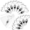 50 Pieces Heart Shape Wine Bottle Stopper Wedding Bridal Favor for Guests Stainless Steel Heart Wine Stopper with 100 Pieces White Sheer Organza Bags Wedding Favor Wine Fresh Holiday Party (Silver) view 1