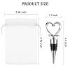 50 Pieces Heart Shape Wine Bottle Stopper Wedding Bridal Favor for Guests Stainless Steel Heart Wine Stopper with 100 Pieces White Sheer Organza Bags Wedding Favor Wine Fresh Holiday Party (Silver) view 2