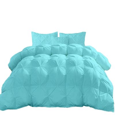 9.8 Newton Aqua Solid Premium Quality 1000-TC Pinch Pleated Down Comforter- Full Size 82 x 86 Inches 1 Piece All-Season Duvet Insert, 500 GSM with Corner Tabs 100% Egyptian Cotton (Aqua Solid)