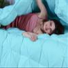 9.8 Newton Aqua Solid Premium Quality 1000-TC Pinch Pleated Down Comforter- Full Size 82 x 86 Inches 1 Piece All-Season Duvet Insert, 500 GSM with Corner Tabs 100% Egyptian Cotton (Aqua Solid) view 4