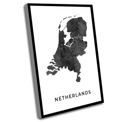 Chic Office Wall Decor,Living Room Farmhouse Decor,Netherlands Map Art Poster,Black And White Wall Art Print Of Netherlands,Gift Idea,Gift Ideas For Women,16x24 Inch Framed Wall Art