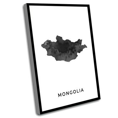 Boss Office Decor,Teenage Room Decor,Mongolia Map Art Poster,Black And White Wall Art Print Of Mongolia,Gift Idea,Map Painting,Black Print,16x24 Inch Framed Wall Art