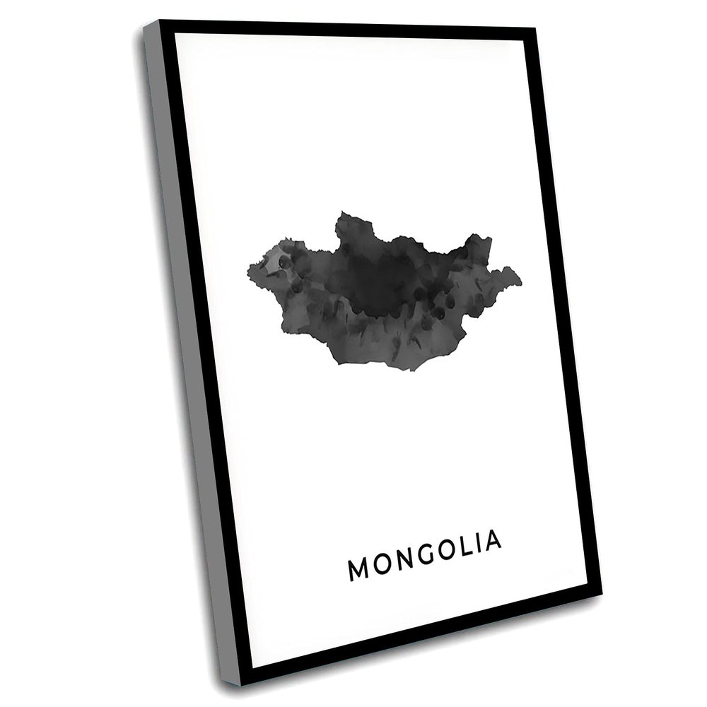 Boss Office Decor,Teenage Room Decor,Mongolia Map Art Poster,Black And White Wall Art Print Of Mongolia,Gift Idea,Map Painting,Black Print,16x24 Inch Framed Wall Art