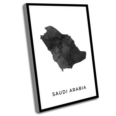Wall Art For Office,Boys Room Decorations,Saudi Arabia Map Art Poster,Black And White Wall Art Print Of Saudi Arabia,Gift Idea,Map Artwork,Gift Aunt,16x24 Inch Framed Wall Art
