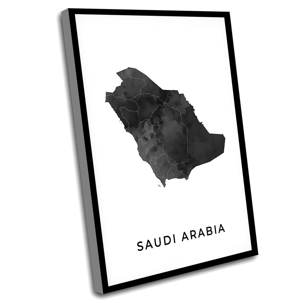 Wall Art For Office,Boys Room Decorations,Saudi Arabia Map Art Poster,Black And White Wall Art Print Of Saudi Arabia,Gift Idea,Map Artwork,Gift Aunt,16x24 Inch Framed Wall Art