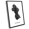 Wall Art Outdoor,Men Room Decor,Guyana Map Art Poster,Black And White Wall Art Print Of Guyana,Gift Idea,Watercolour Map,Gift For Roommate,16x24 Inch Framed Wall Art view 1