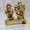 eSplanade Brass Laxmi Ganesh Idol | Ganesha Lakshmi Religious Figurine Hindu God Sculpture Murti Statue | Diwali/Workplace/Office - 2 Inches Height view 2