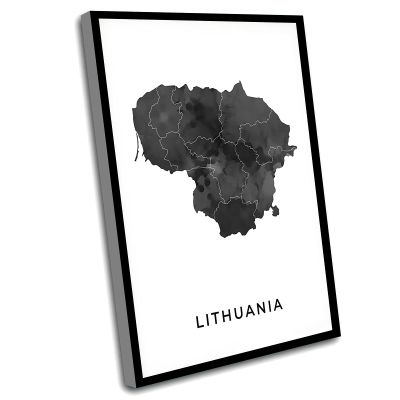 Cute Office Decor,Dining Room Decor For Men,Lithuania Map Art Poster,Black And White Wall Art Print Of Lithuania,Gift Idea,Gift Grad,Living Room Wall Art,16x24 Inch Framed Wall Art